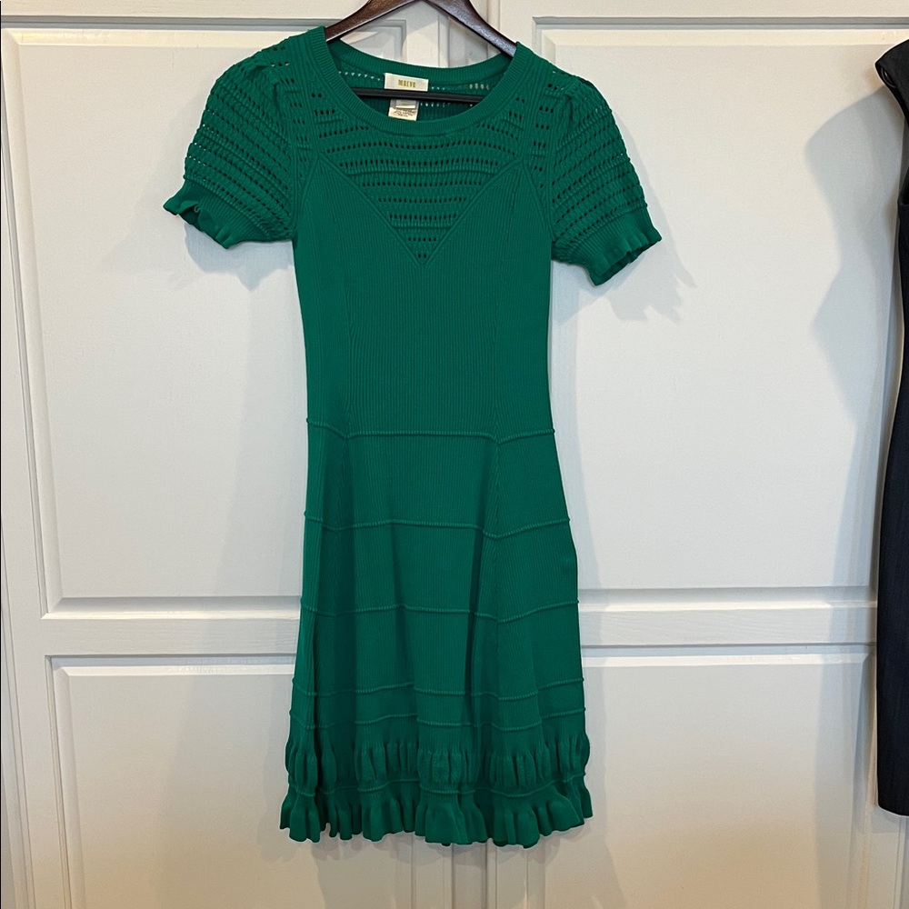 Maeve Green Knit Midi Dress